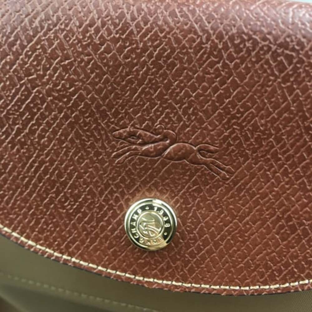 NWT Longchamp Le Pliage Medium Handbag Khaki Canvas Shoulder M - Picture 8 of 9
